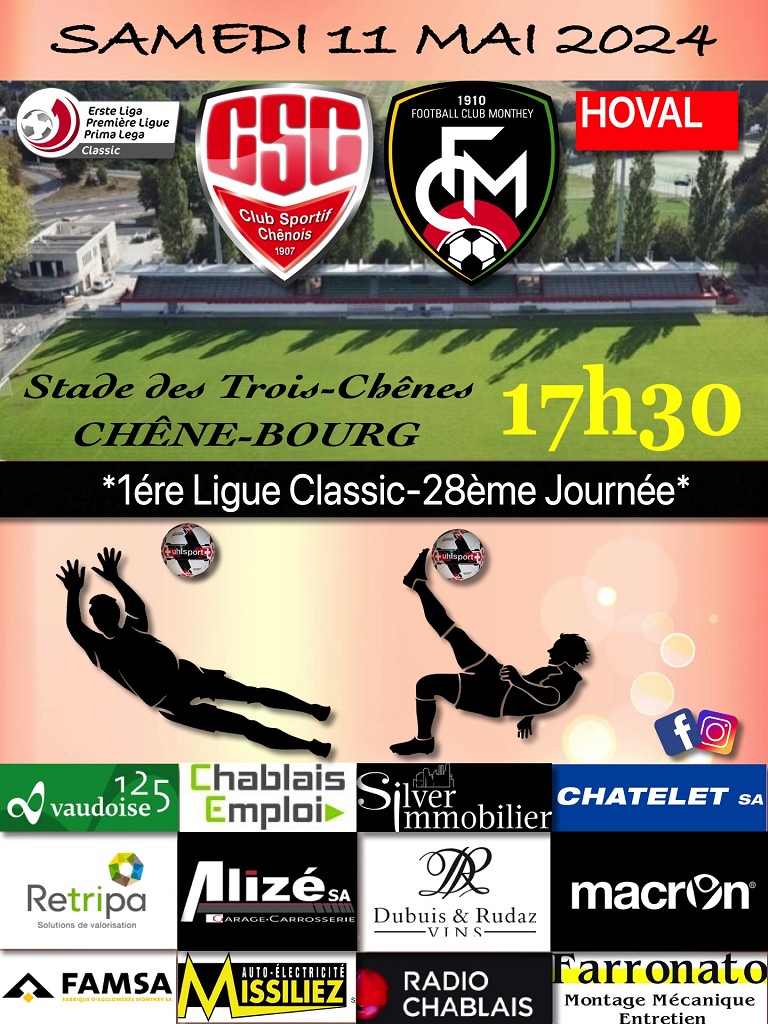 1ère ligue-11.05.24-17h30-Stade des Trois Chênes-Chêne Bourg-28ème journée.