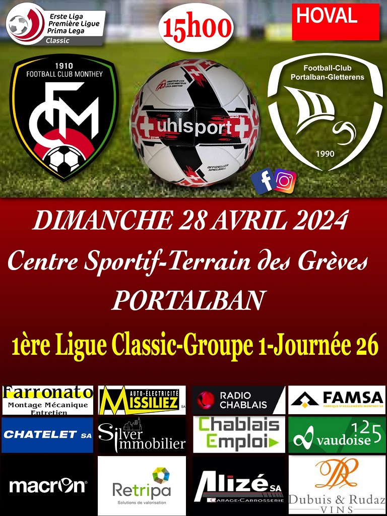 1ère ligue-28.04.2024-15h00-FC Portalban Glétterens VS FCM.